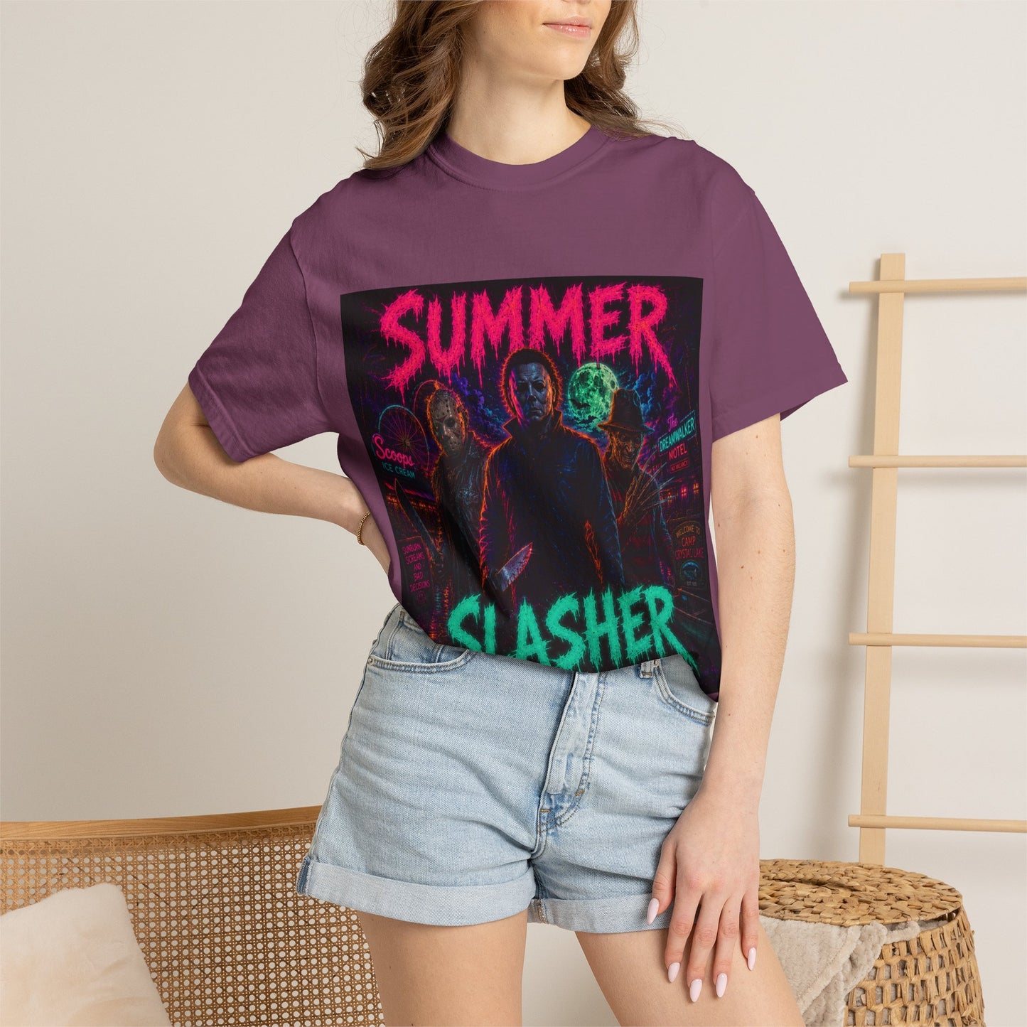 Summer Slasher T-Shirt Villains — Neon Horror Graphic Tee