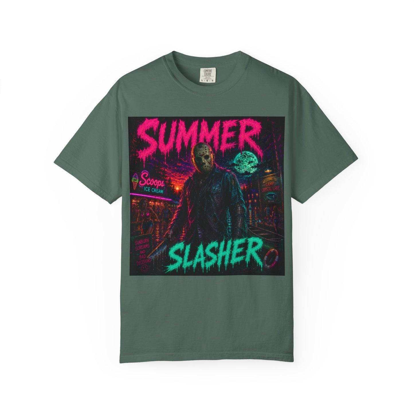 Summer Slasher T-Shirt Jason — Neon Horror Graphic Tee