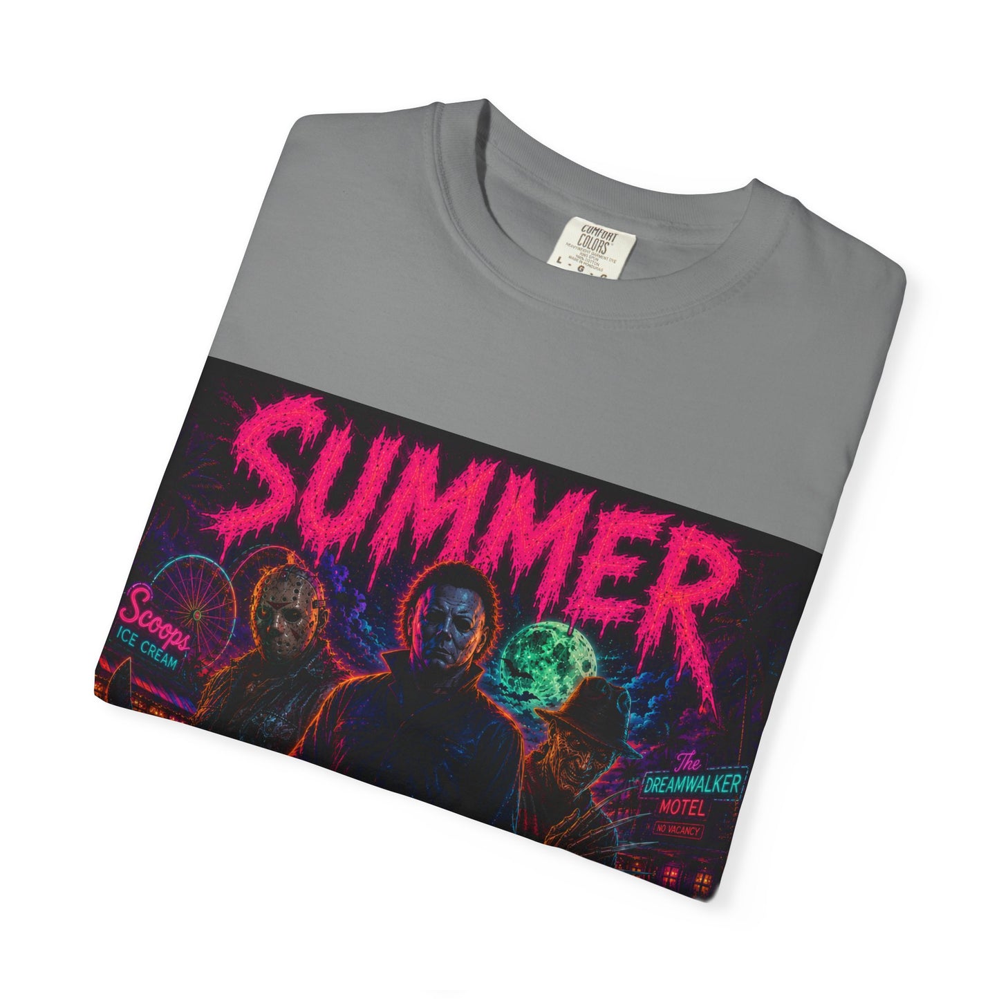 Summer Slasher T-Shirt Villains — Neon Horror Graphic Tee