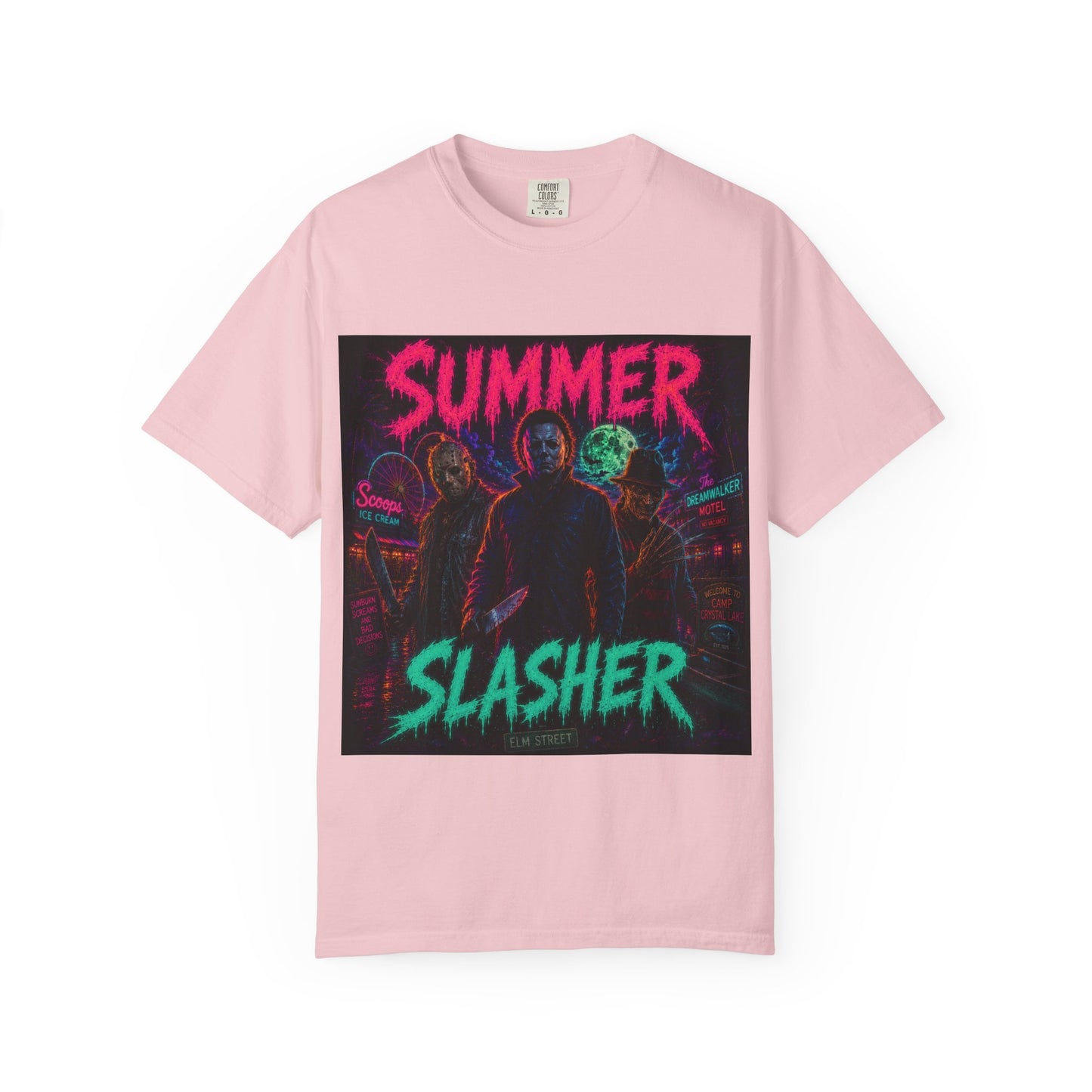 Summer Slasher T-Shirt Villains — Neon Horror Graphic Tee
