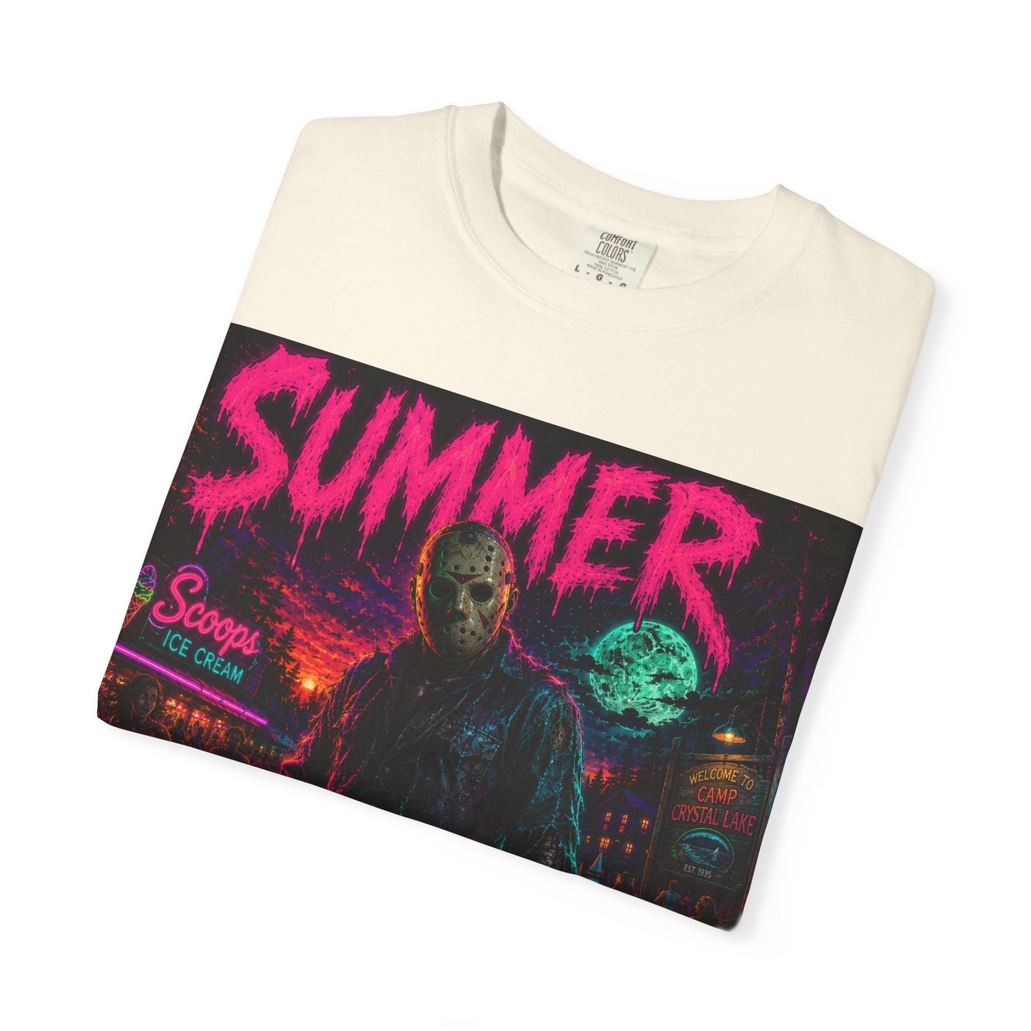 Summer Slasher T-Shirt Jason — Neon Horror Graphic Tee