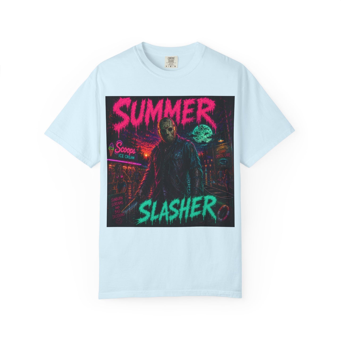 Summer Slasher T-Shirt Jason — Neon Horror Graphic Tee