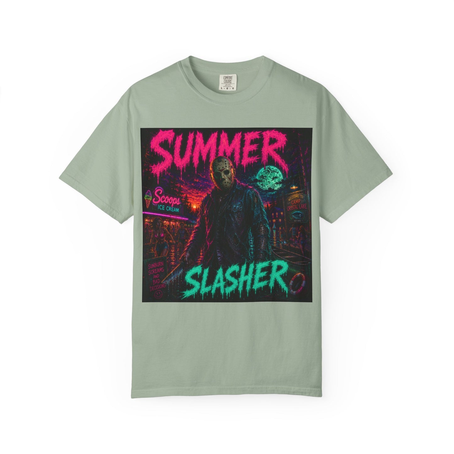 Summer Slasher T-Shirt Jason — Neon Horror Graphic Tee