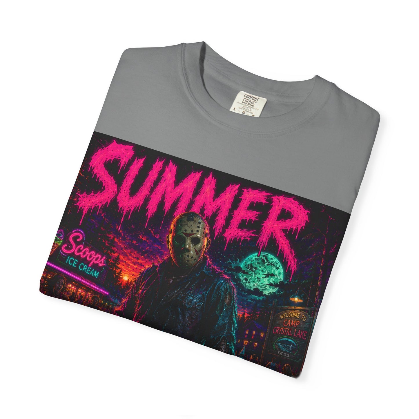 Summer Slasher T-Shirt Jason — Neon Horror Graphic Tee