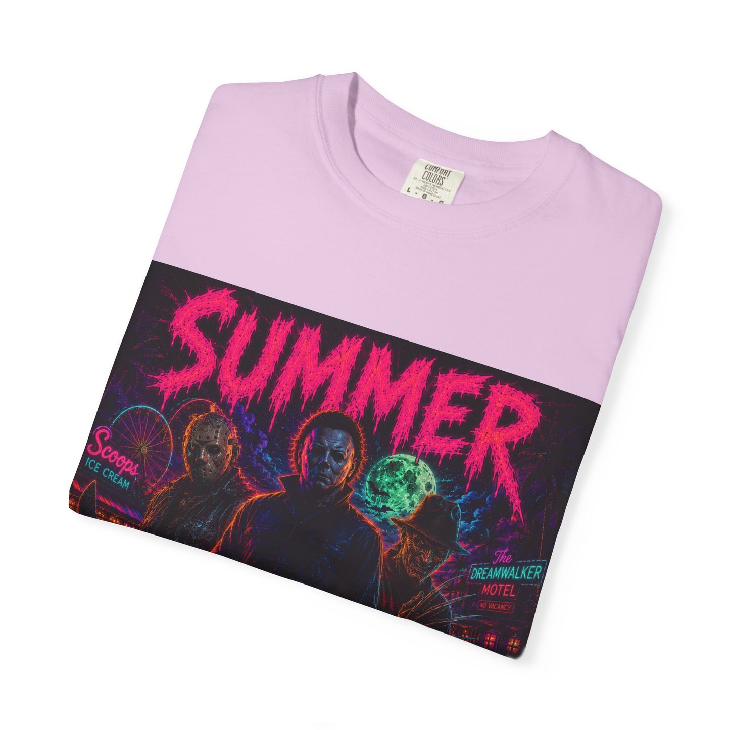 Summer Slasher T-Shirt Villains — Neon Horror Graphic Tee