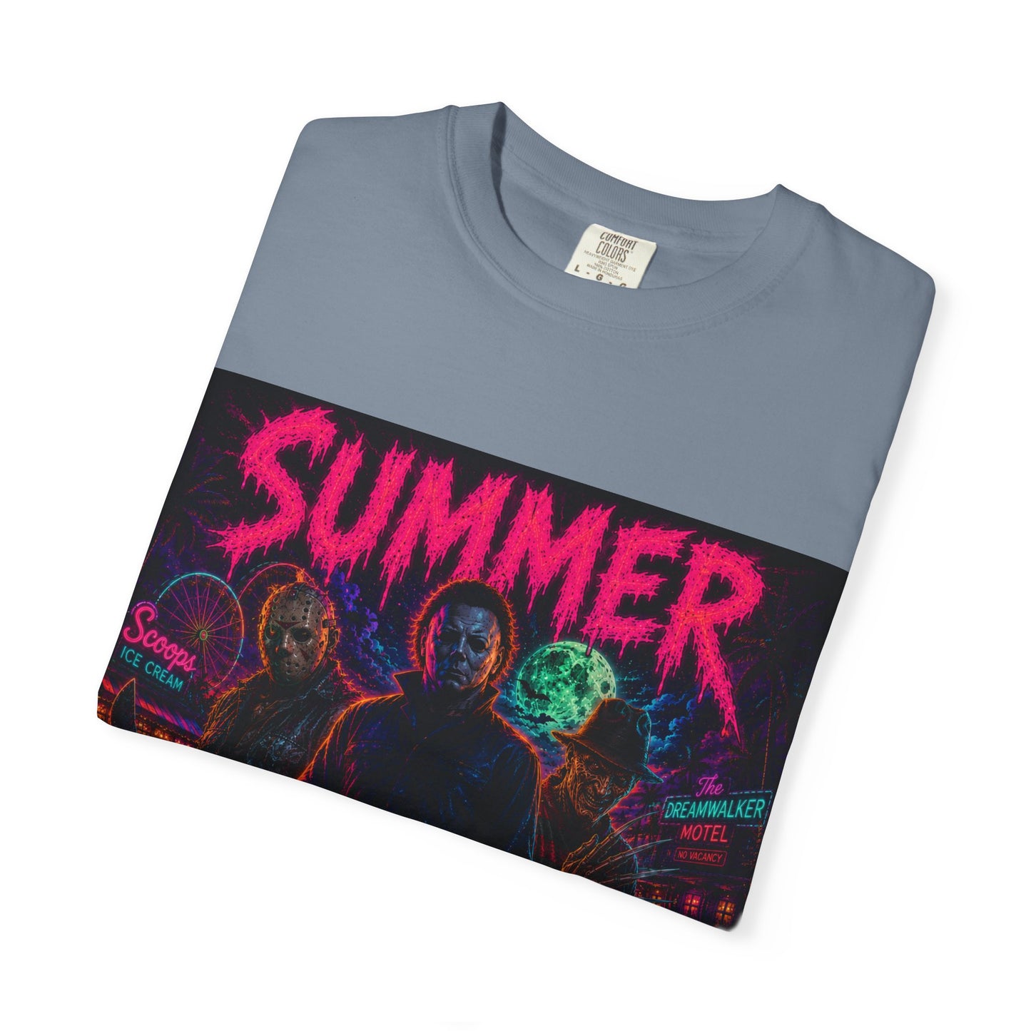 Summer Slasher T-Shirt Villains — Neon Horror Graphic Tee