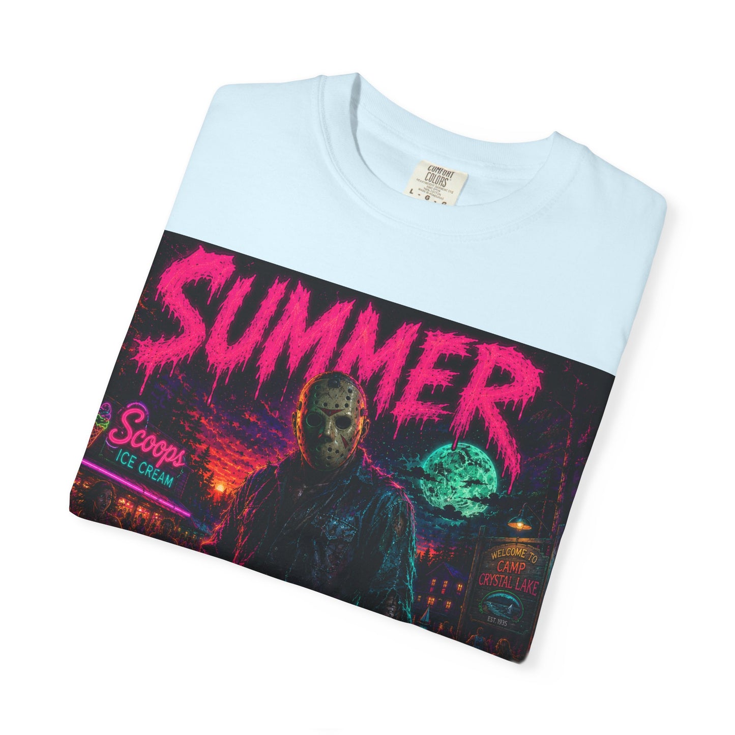 Summer Slasher T-Shirt Jason — Neon Horror Graphic Tee