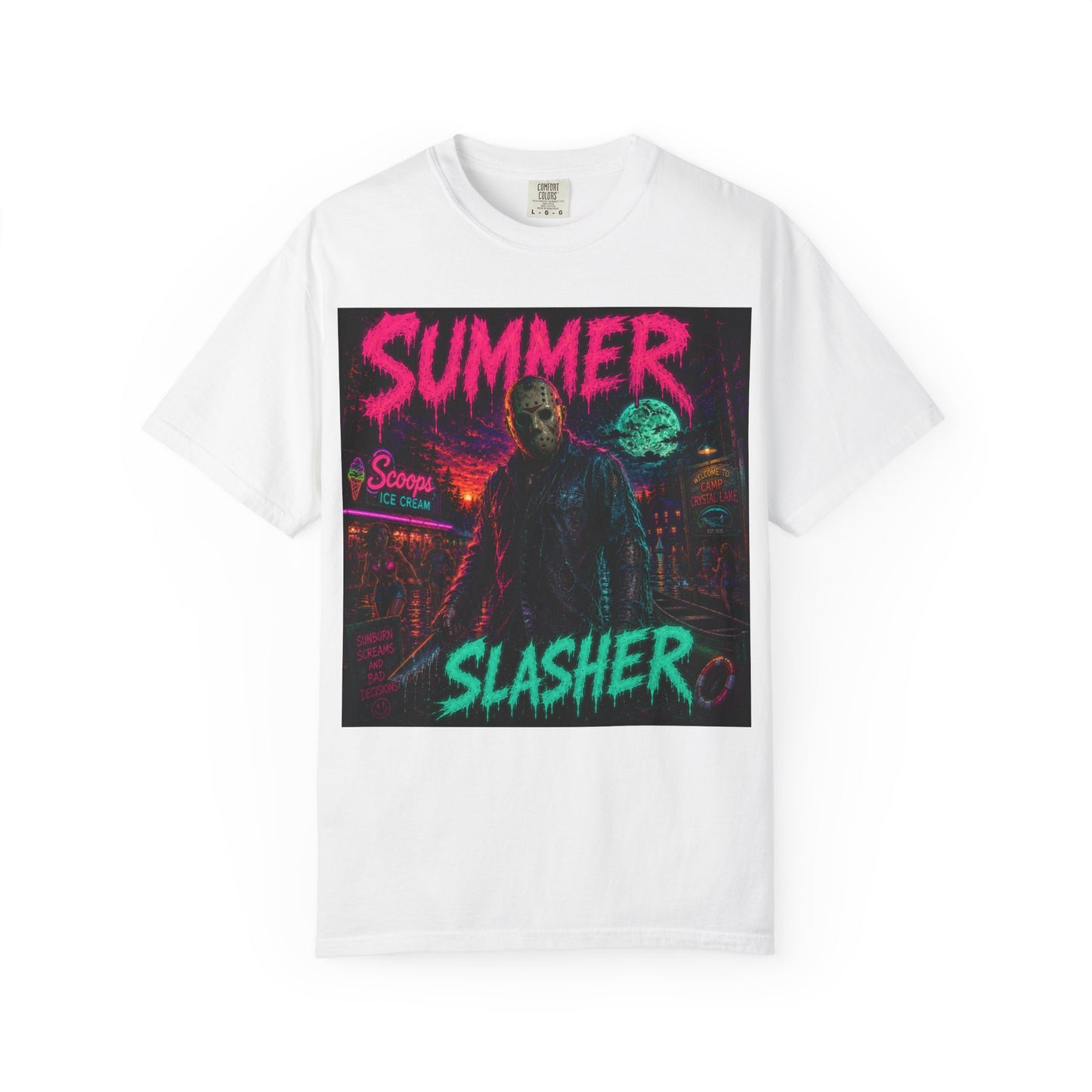 Summer Slasher T-Shirt Jason — Neon Horror Graphic Tee
