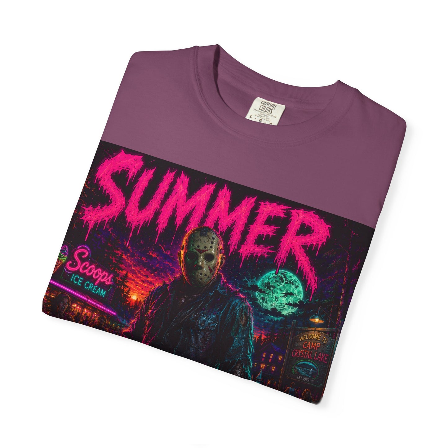 Summer Slasher T-Shirt Jason — Neon Horror Graphic Tee