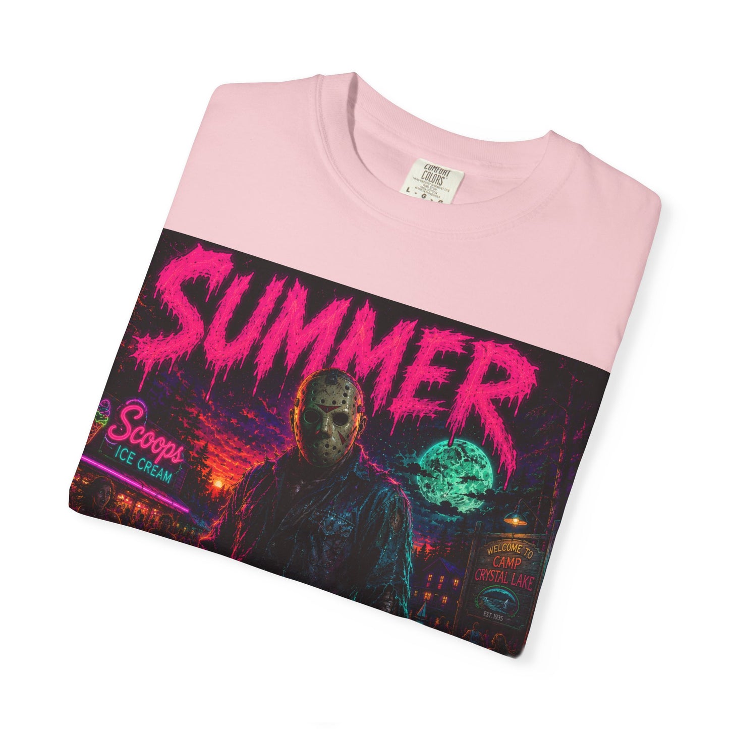 Summer Slasher T-Shirt Jason — Neon Horror Graphic Tee