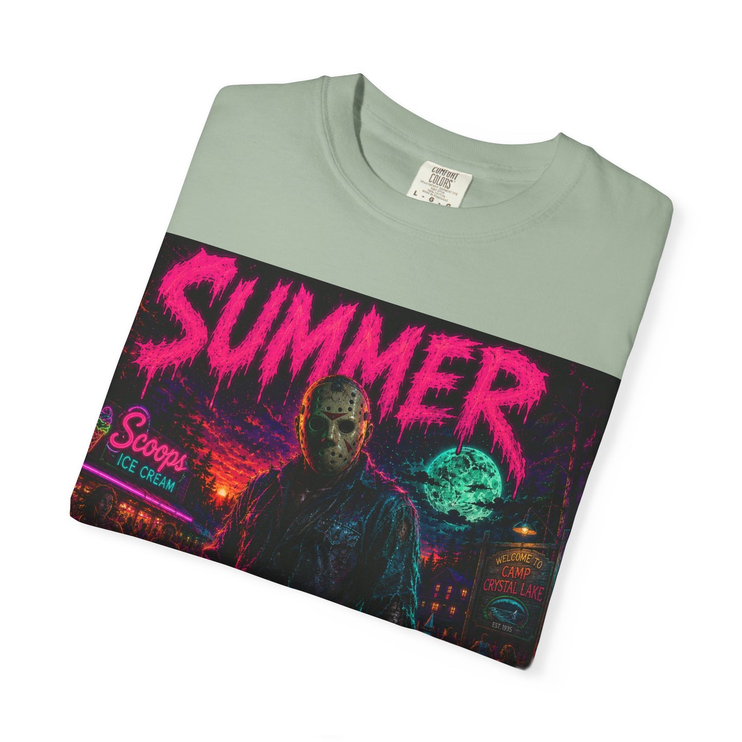 Summer Slasher T-Shirt Jason — Neon Horror Graphic Tee