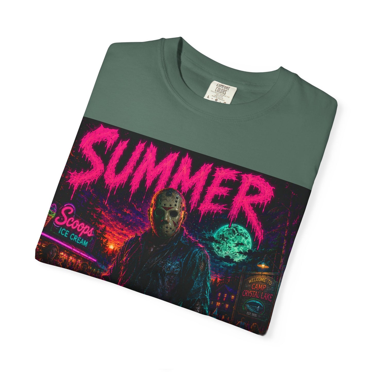 Summer Slasher T-Shirt Jason — Neon Horror Graphic Tee