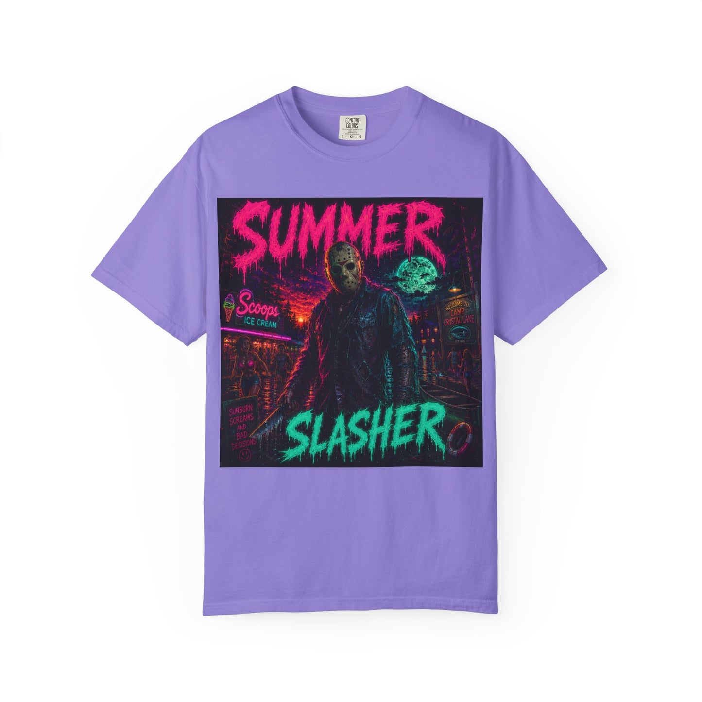 Summer Slasher T-Shirt Jason — Neon Horror Graphic Tee