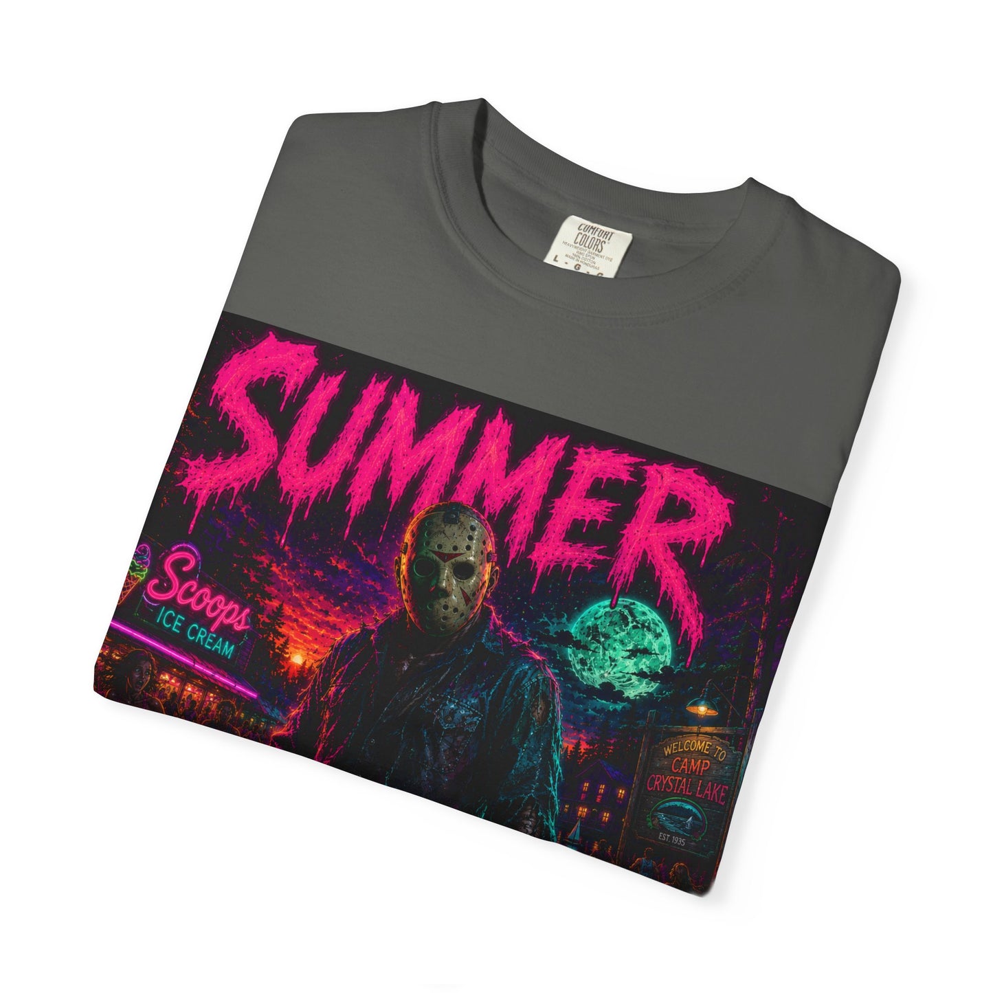 Summer Slasher T-Shirt Jason — Neon Horror Graphic Tee