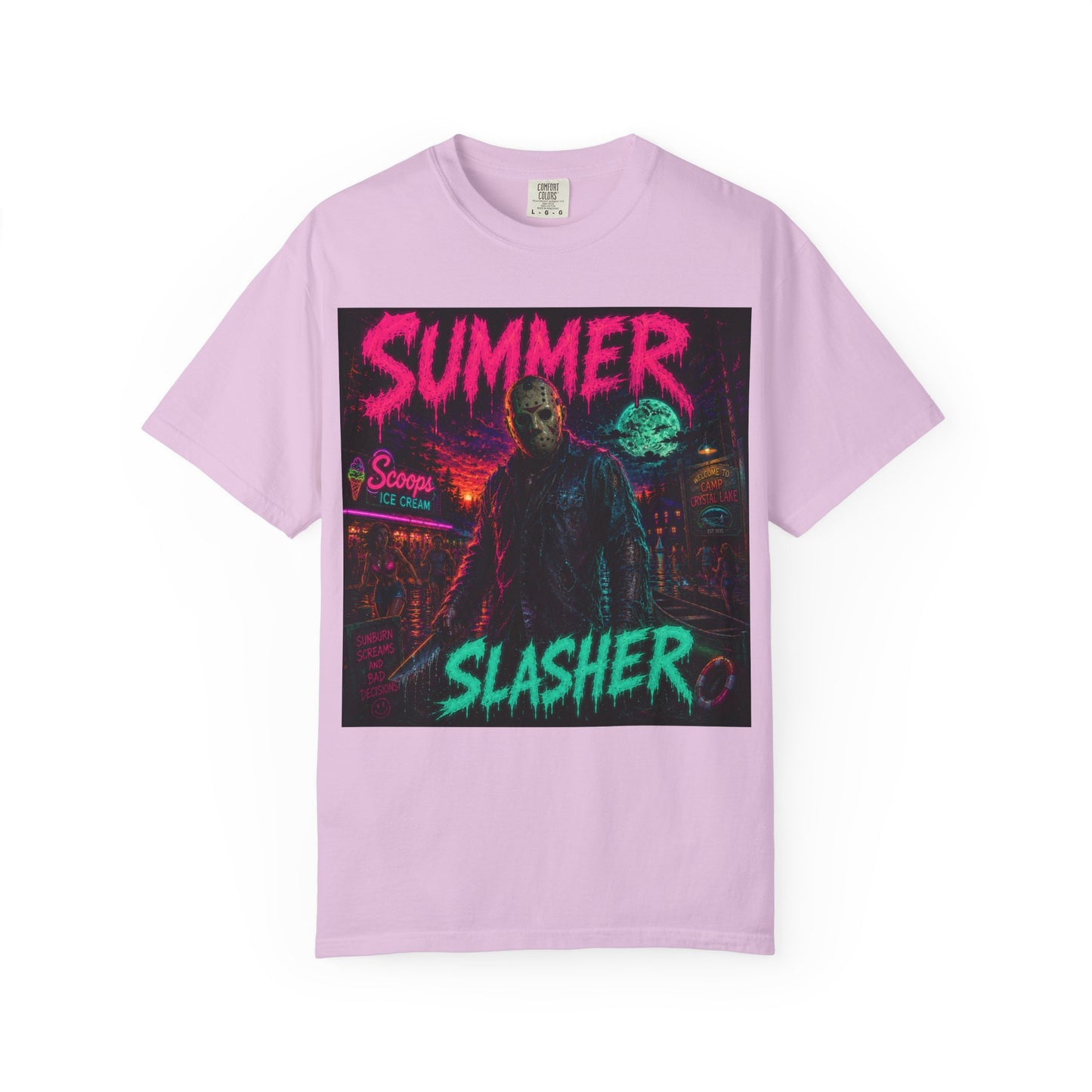 Summer Slasher T-Shirt Jason — Neon Horror Graphic Tee