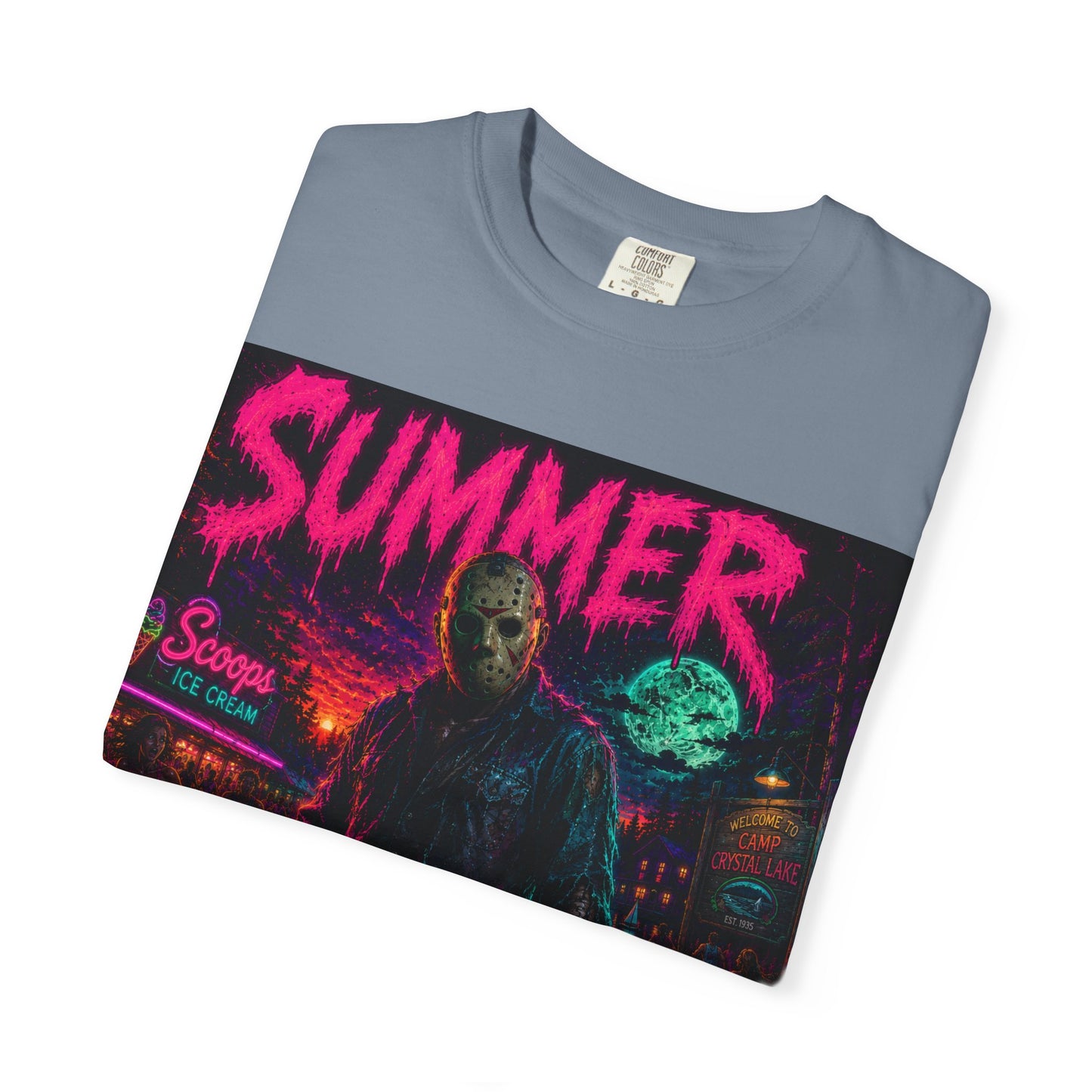 Summer Slasher T-Shirt Jason — Neon Horror Graphic Tee