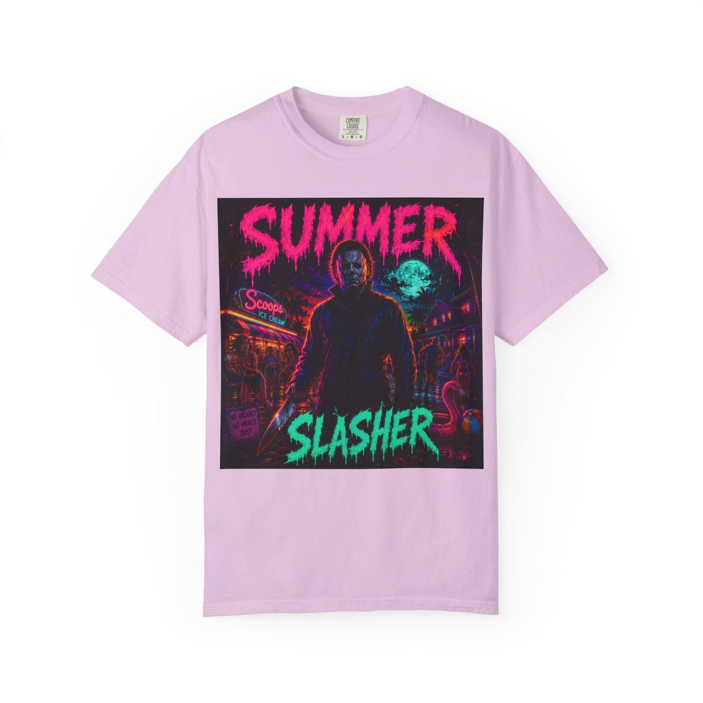 Summer Slasher T-Shirt Michael — Retro Neon Horror Graphic Tee