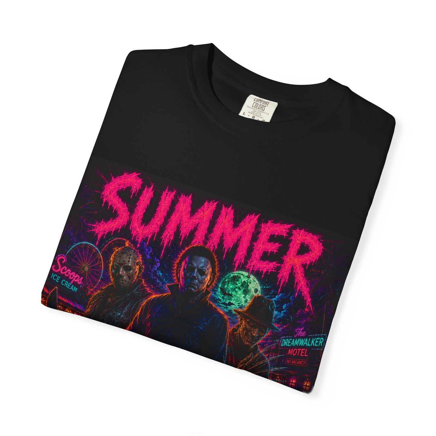 Summer Slasher T-Shirt Villains — Neon Horror Graphic Tee