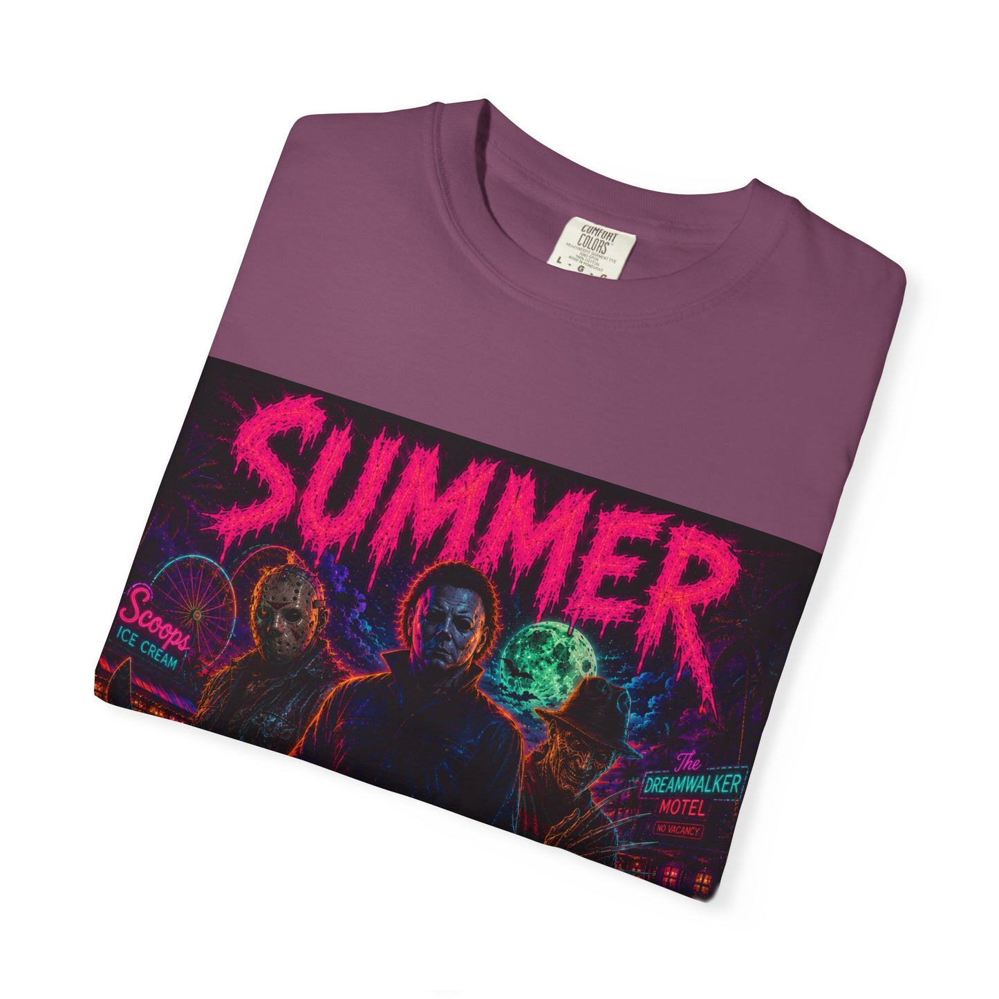 Summer Slasher T-Shirt Villains — Neon Horror Graphic Tee
