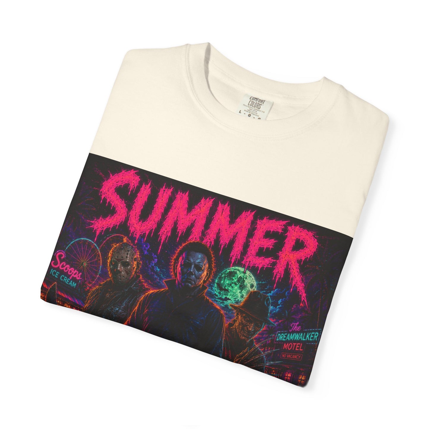 Summer Slasher T-Shirt Villains — Neon Horror Graphic Tee