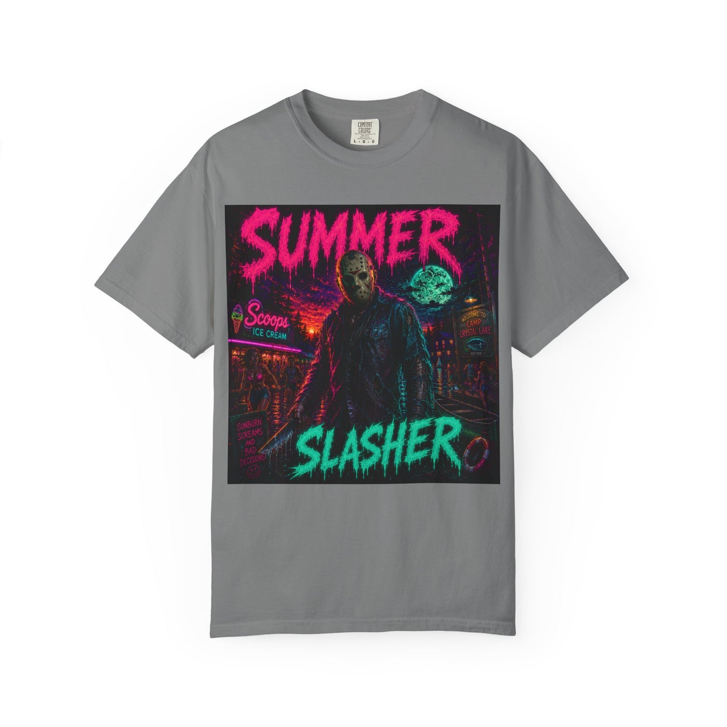 Summer Slasher T-Shirt Jason — Neon Horror Graphic Tee