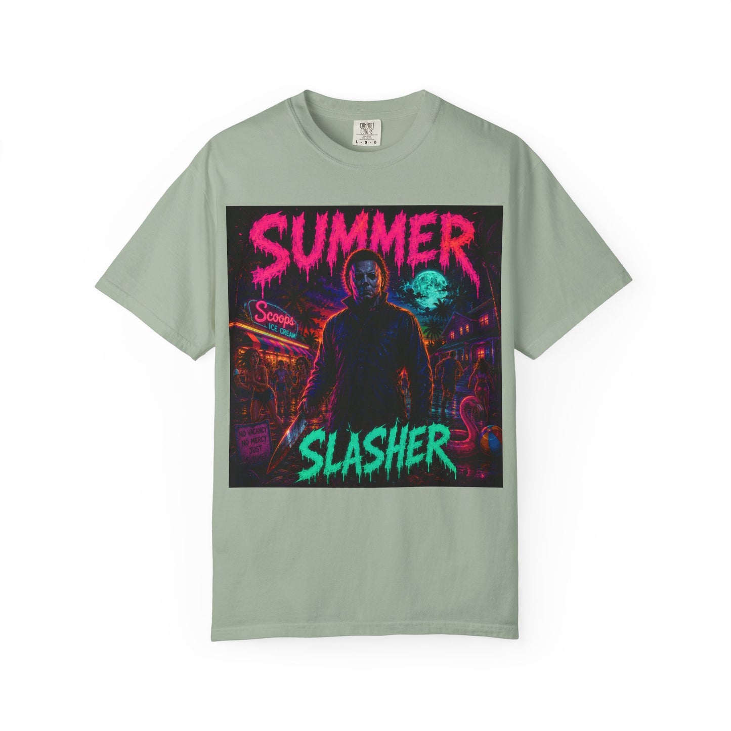 Summer Slasher T-Shirt Michael — Retro Neon Horror Graphic Tee