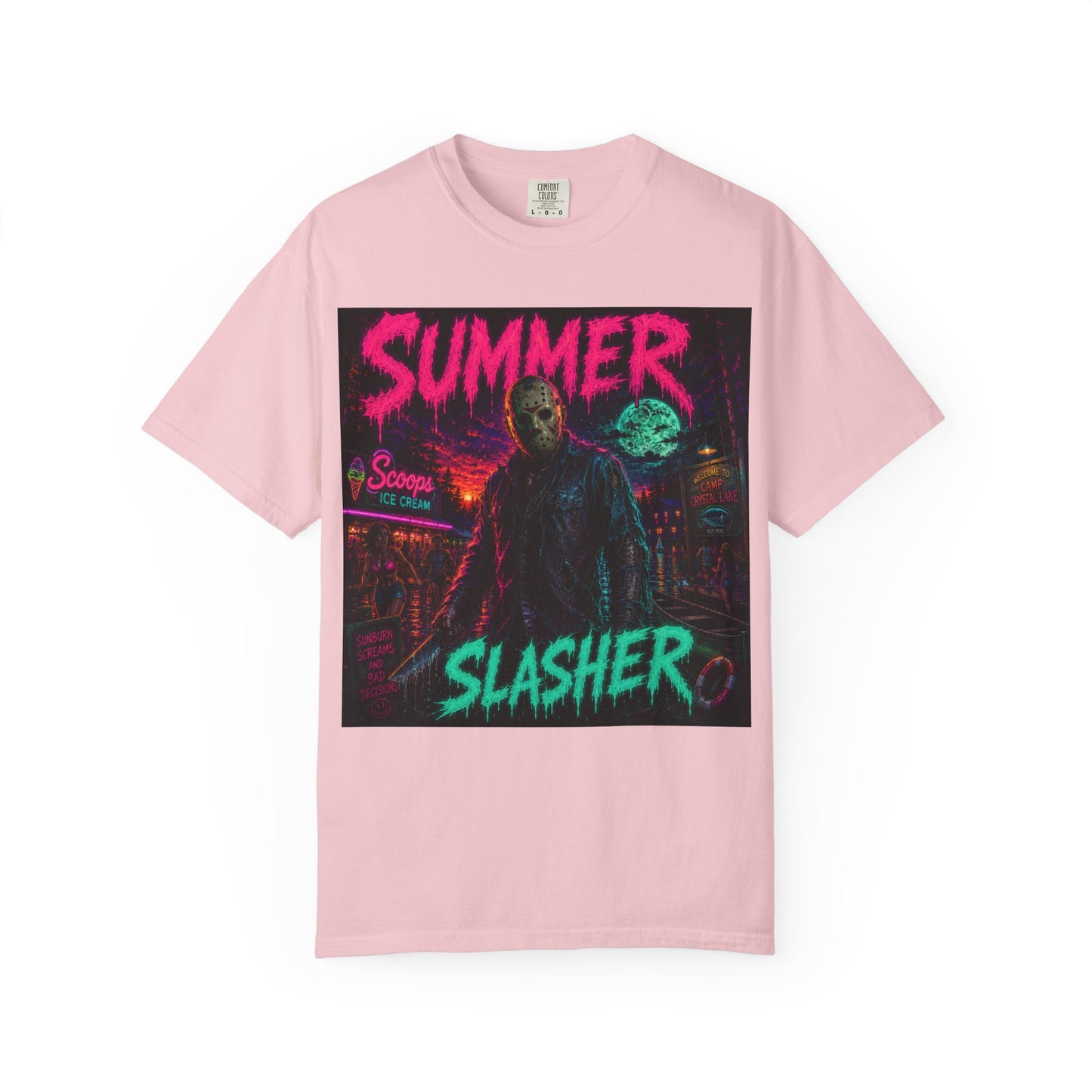 Summer Slasher T-Shirt Jason — Neon Horror Graphic Tee