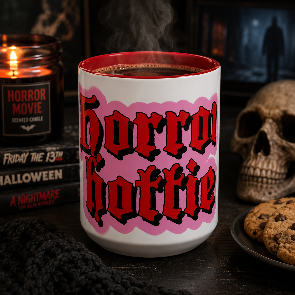 Horror Hottie Coffee Mug — Gothic Red Script Accent Mug