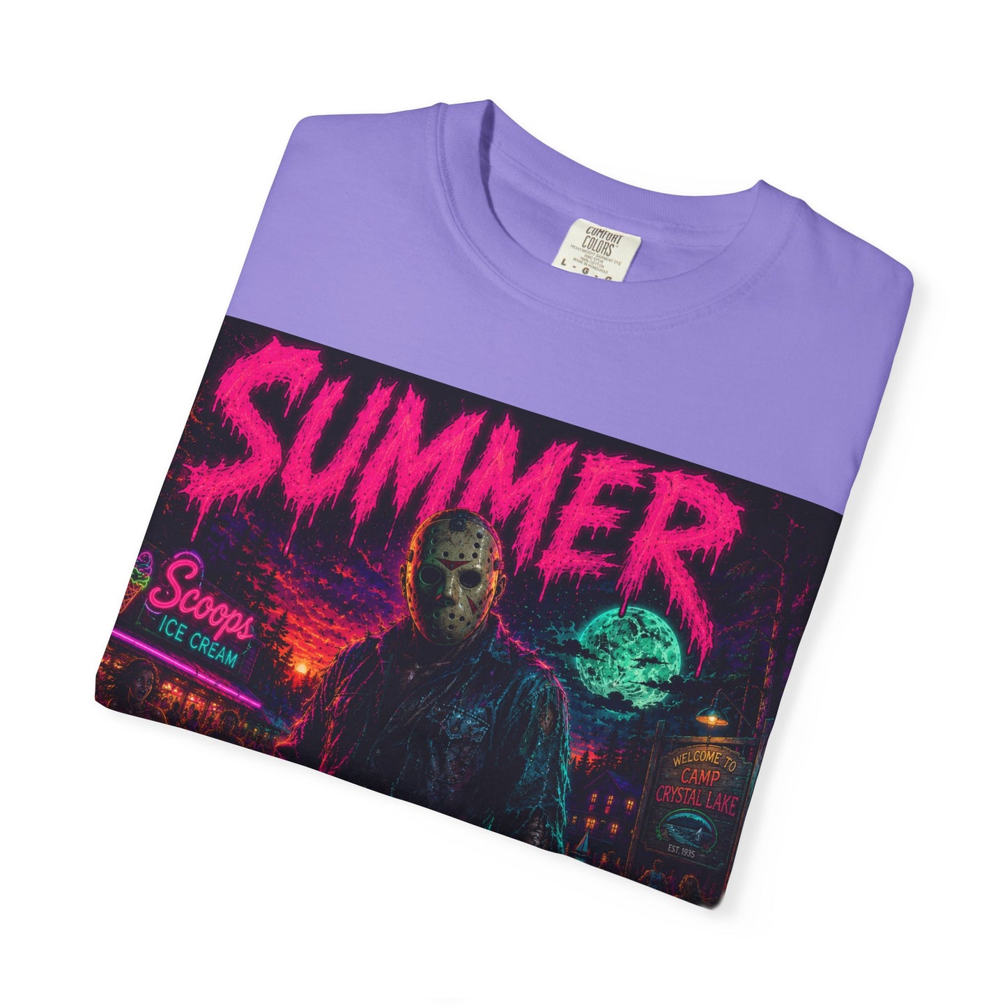 Summer Slasher T-Shirt Jason — Neon Horror Graphic Tee
