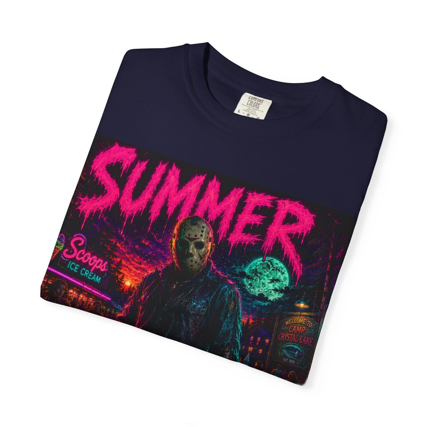 Summer Slasher T-Shirt Jason — Neon Horror Graphic Tee