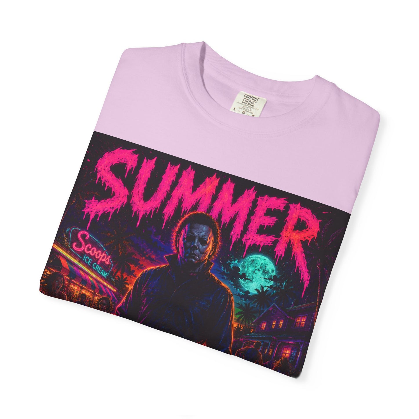 Summer Slasher T-Shirt Michael — Retro Neon Horror Graphic Tee