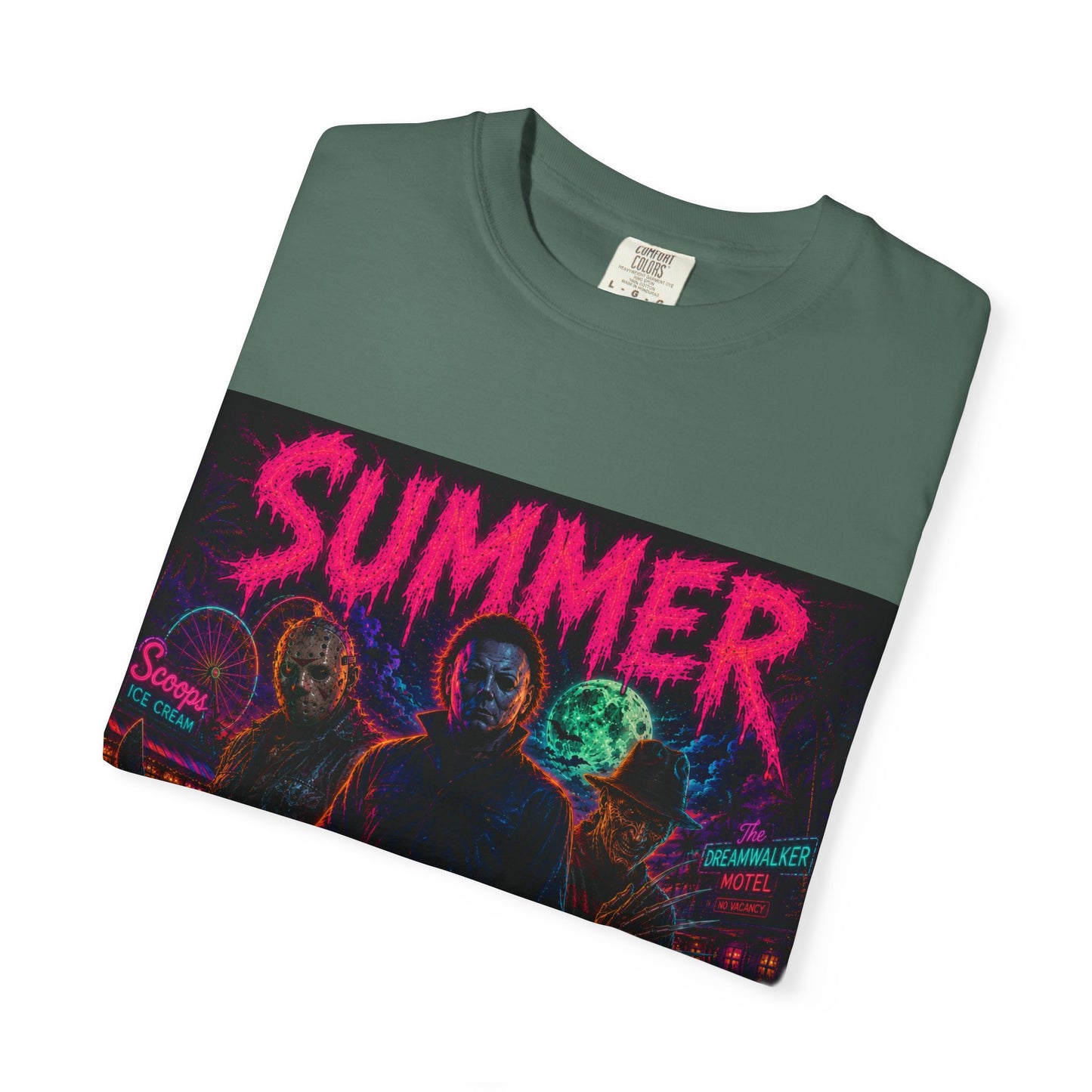 Summer Slasher T-Shirt Villains — Neon Horror Graphic Tee