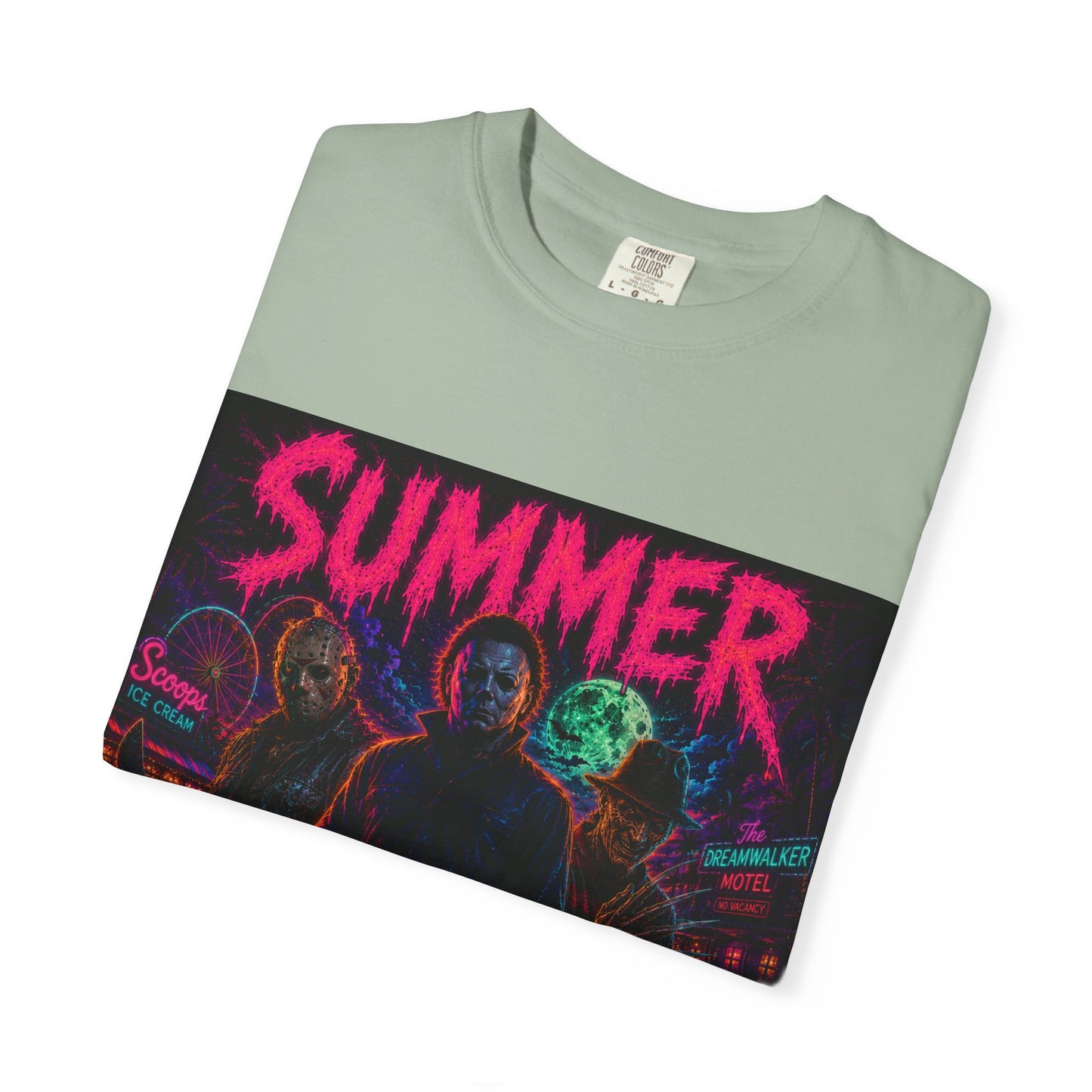 Summer Slasher T-Shirt Villains — Neon Horror Graphic Tee