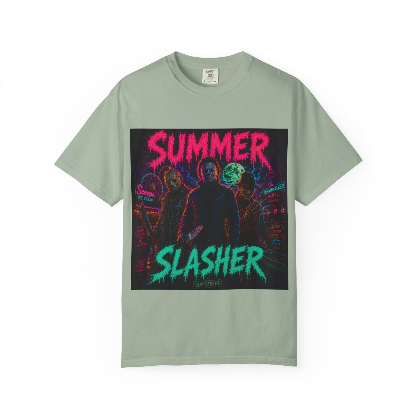 Summer Slasher T-Shirt Villains — Neon Horror Graphic Tee