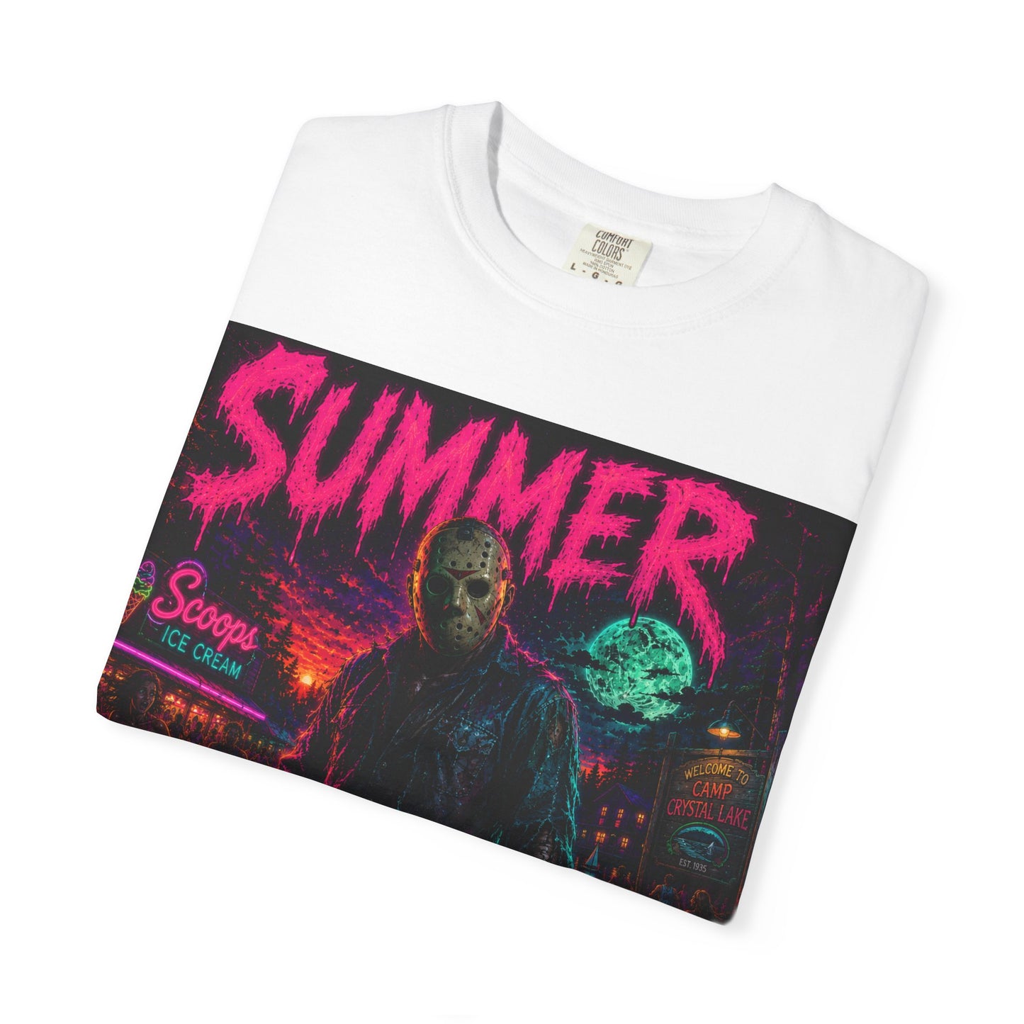 Summer Slasher T-Shirt Jason — Neon Horror Graphic Tee