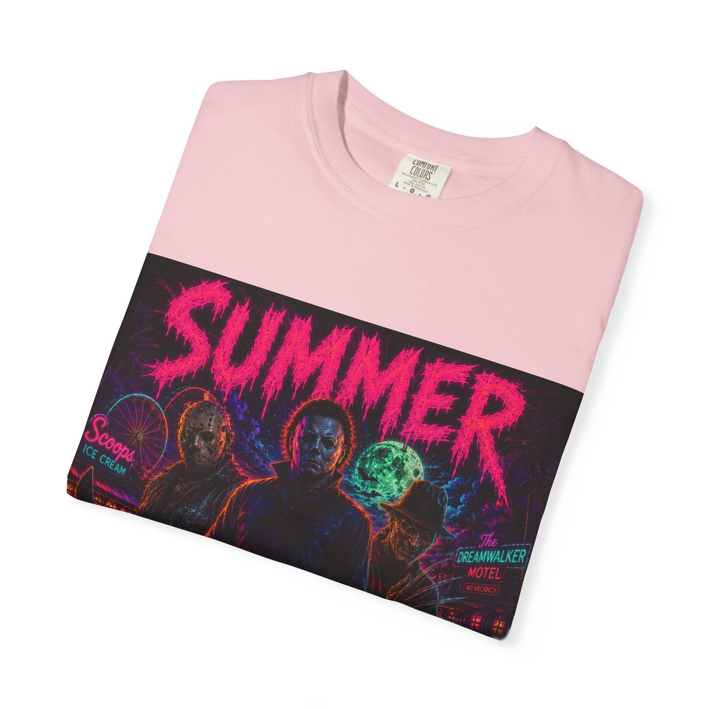 Summer Slasher T-Shirt Villains — Neon Horror Graphic Tee
