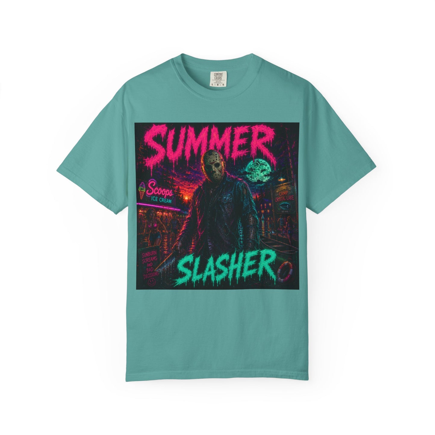 Summer Slasher T-Shirt Jason — Neon Horror Graphic Tee