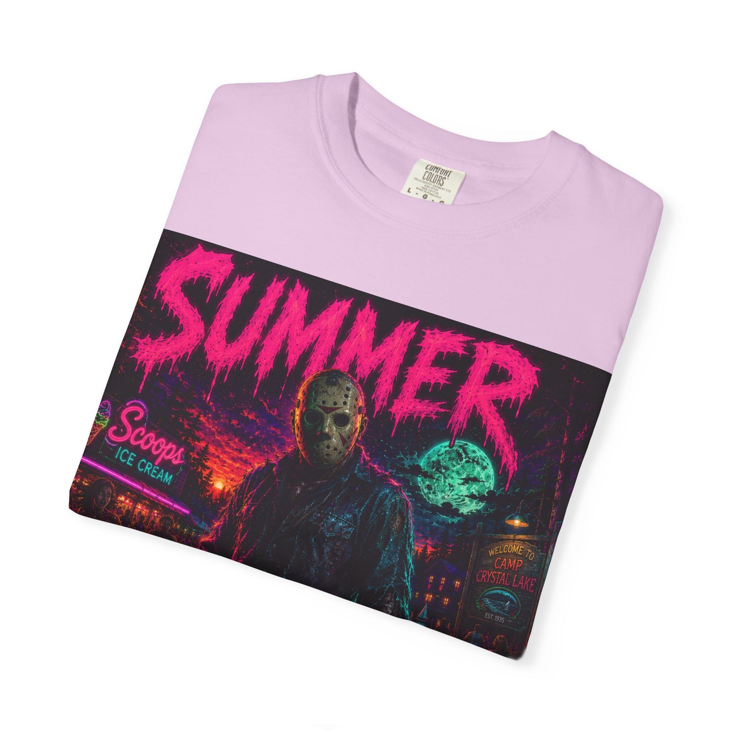 Summer Slasher T-Shirt Jason — Neon Horror Graphic Tee