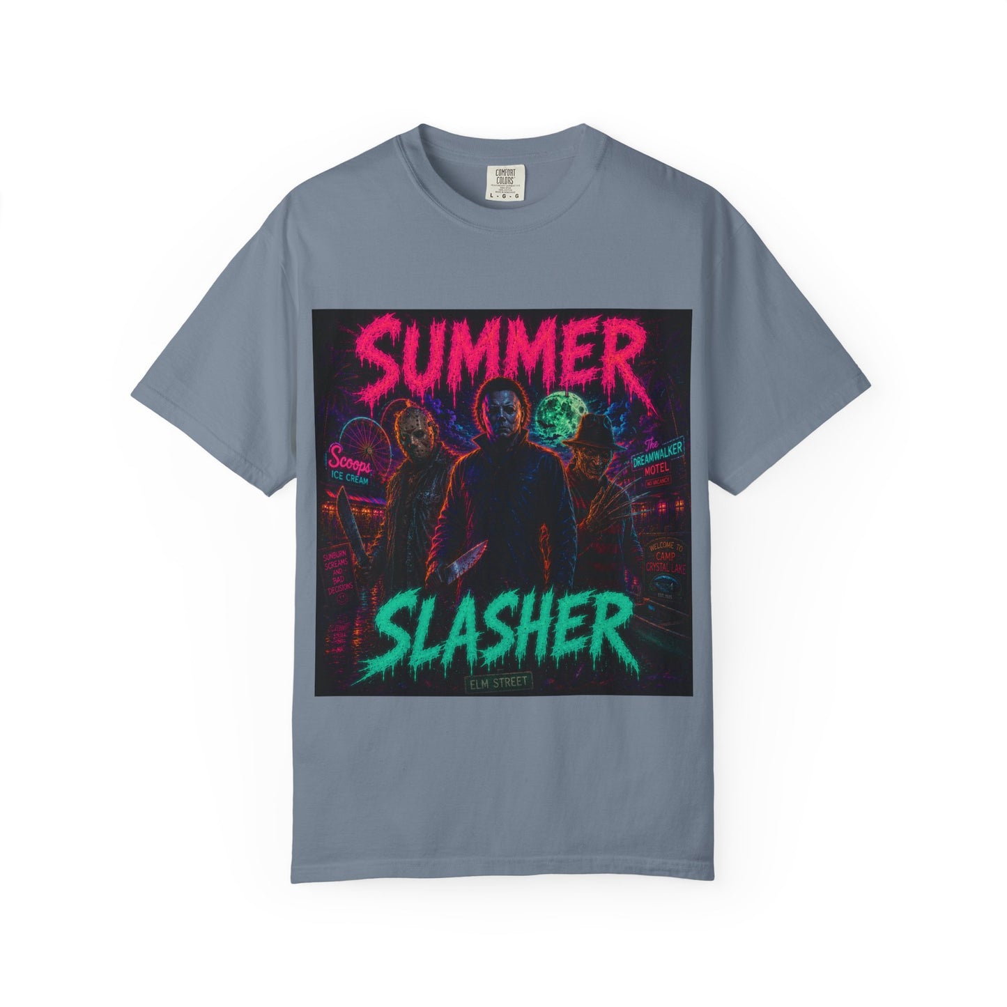 Summer Slasher T-Shirt Villains — Neon Horror Graphic Tee
