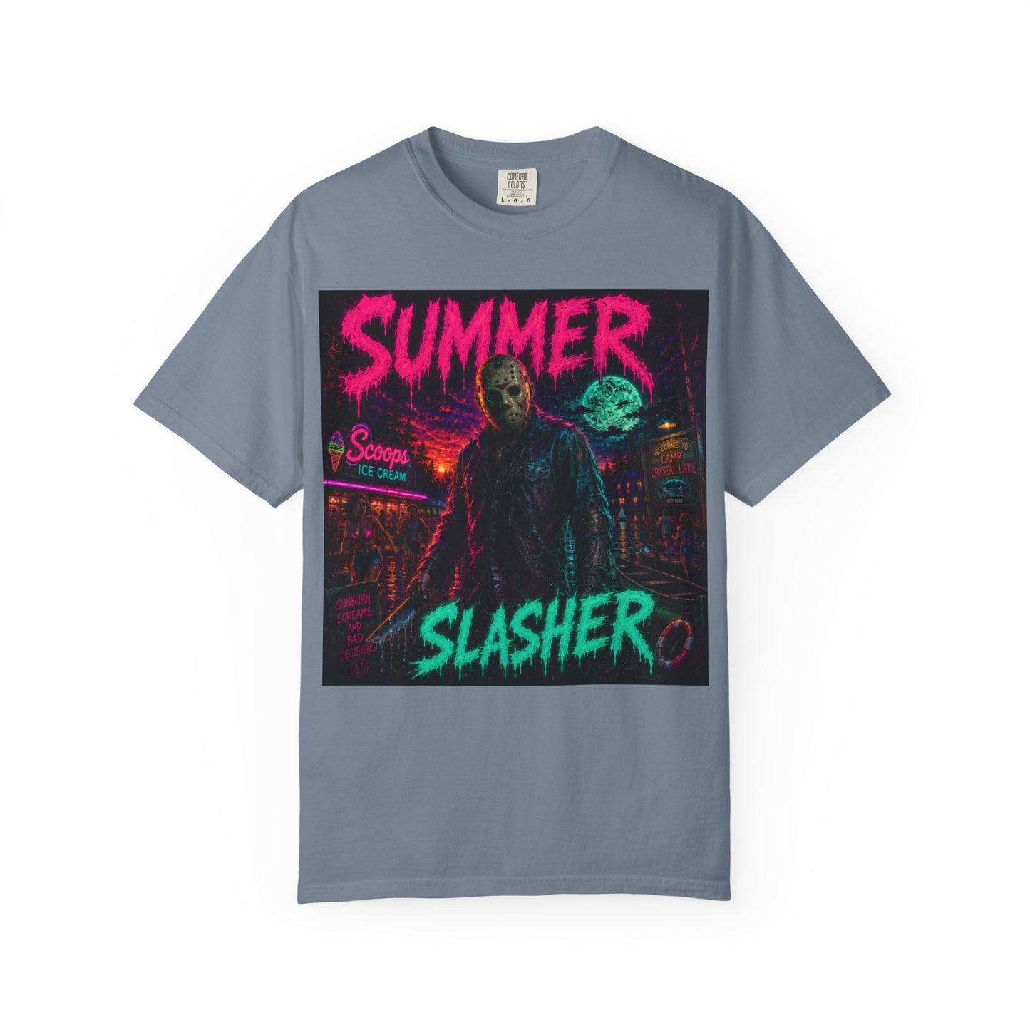 Summer Slasher T-Shirt Jason — Neon Horror Graphic Tee