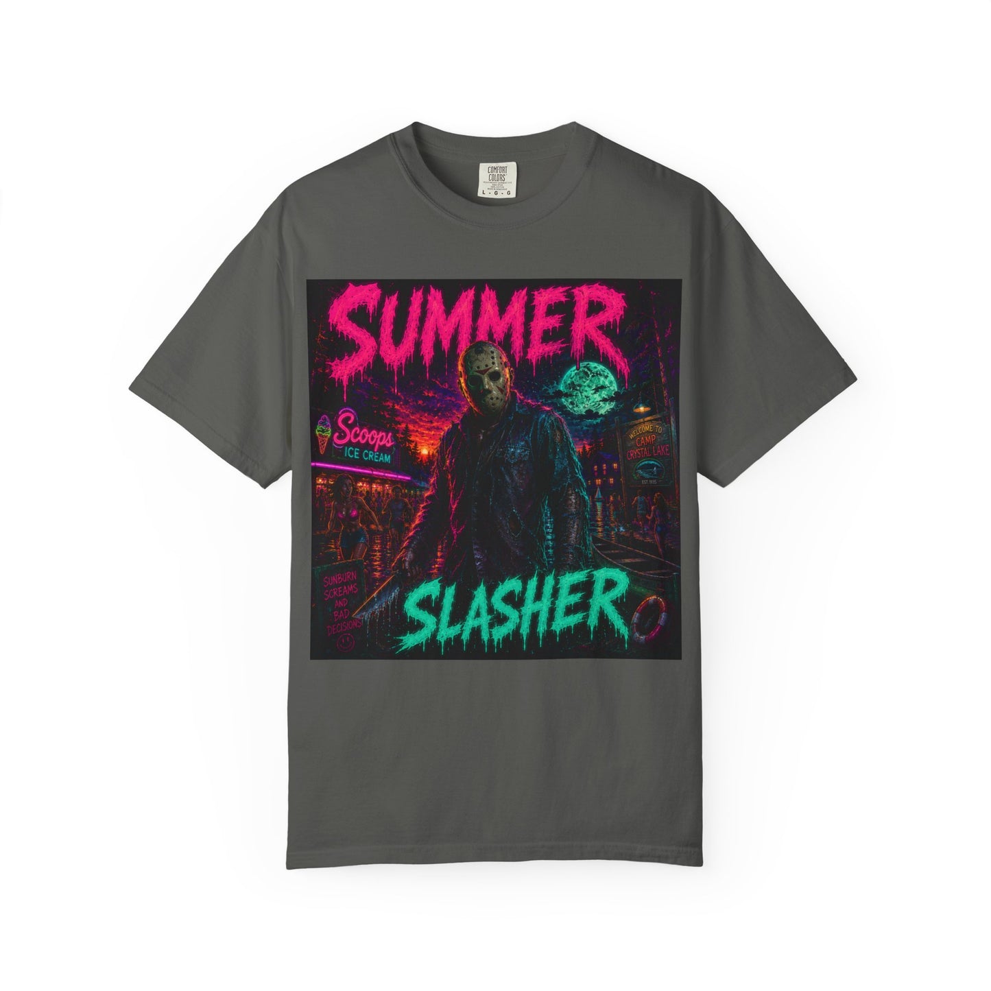 Summer Slasher T-Shirt Jason — Neon Horror Graphic Tee