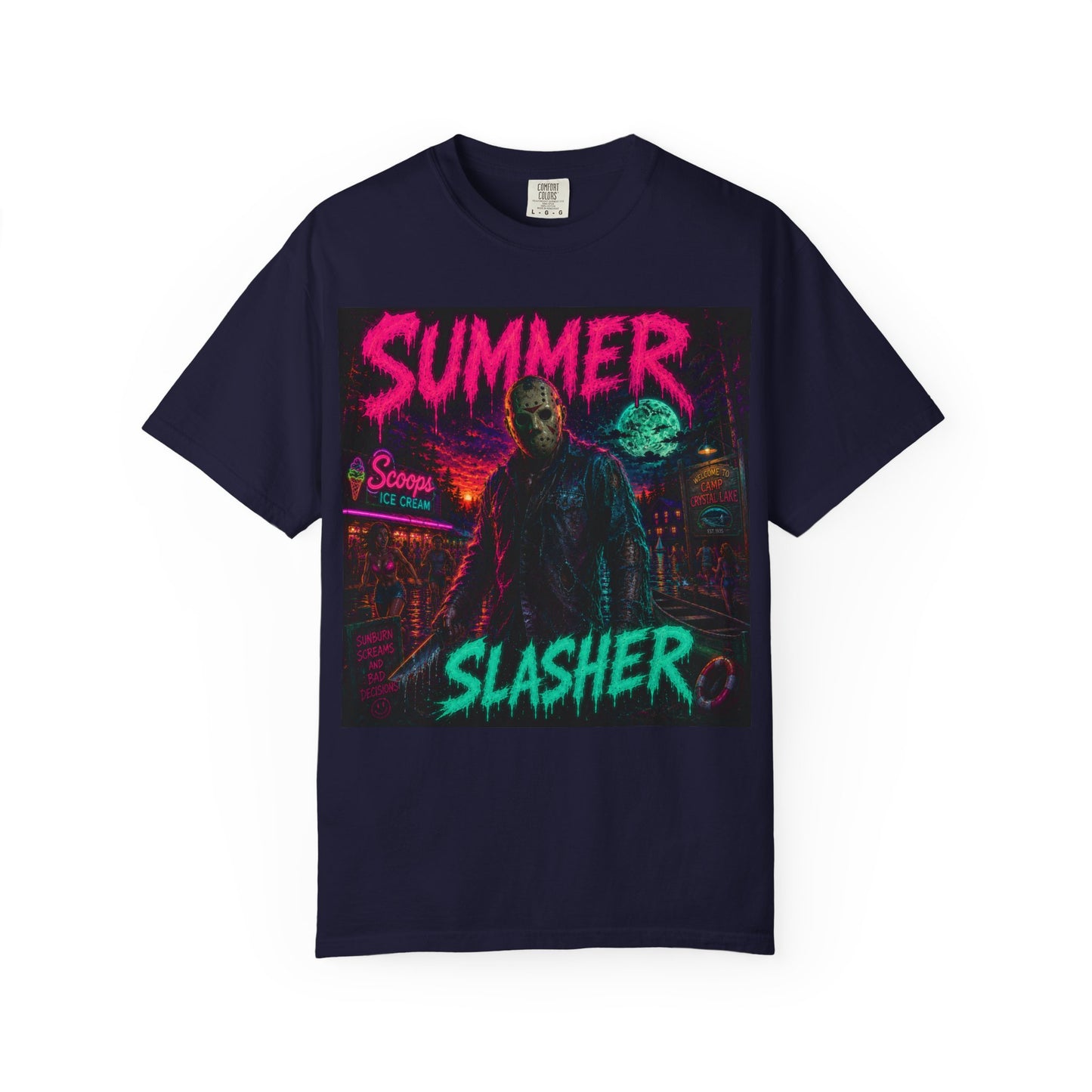 Summer Slasher T-Shirt Jason — Neon Horror Graphic Tee