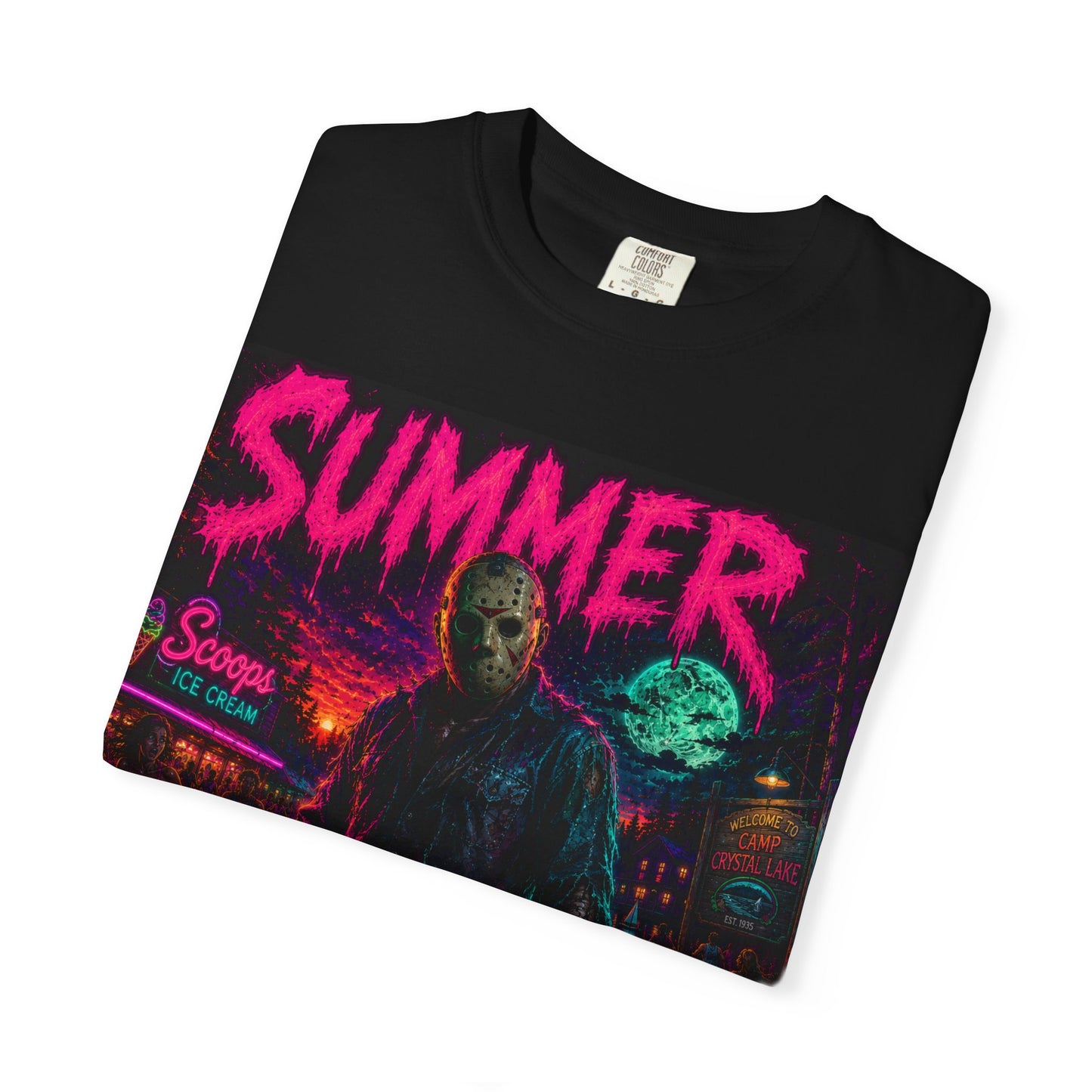 Summer Slasher T-Shirt Jason — Neon Horror Graphic Tee