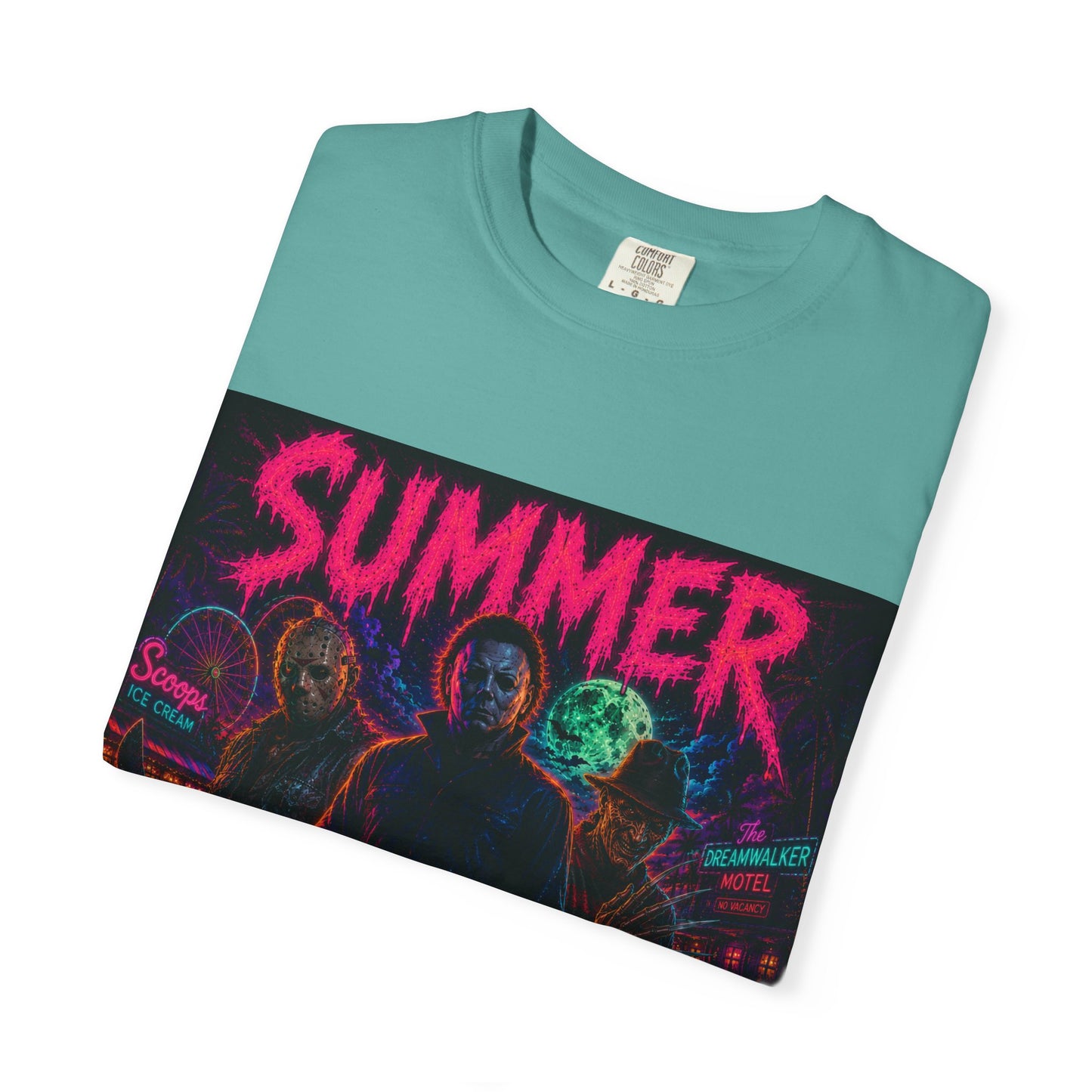 Summer Slasher T-Shirt Villains — Neon Horror Graphic Tee