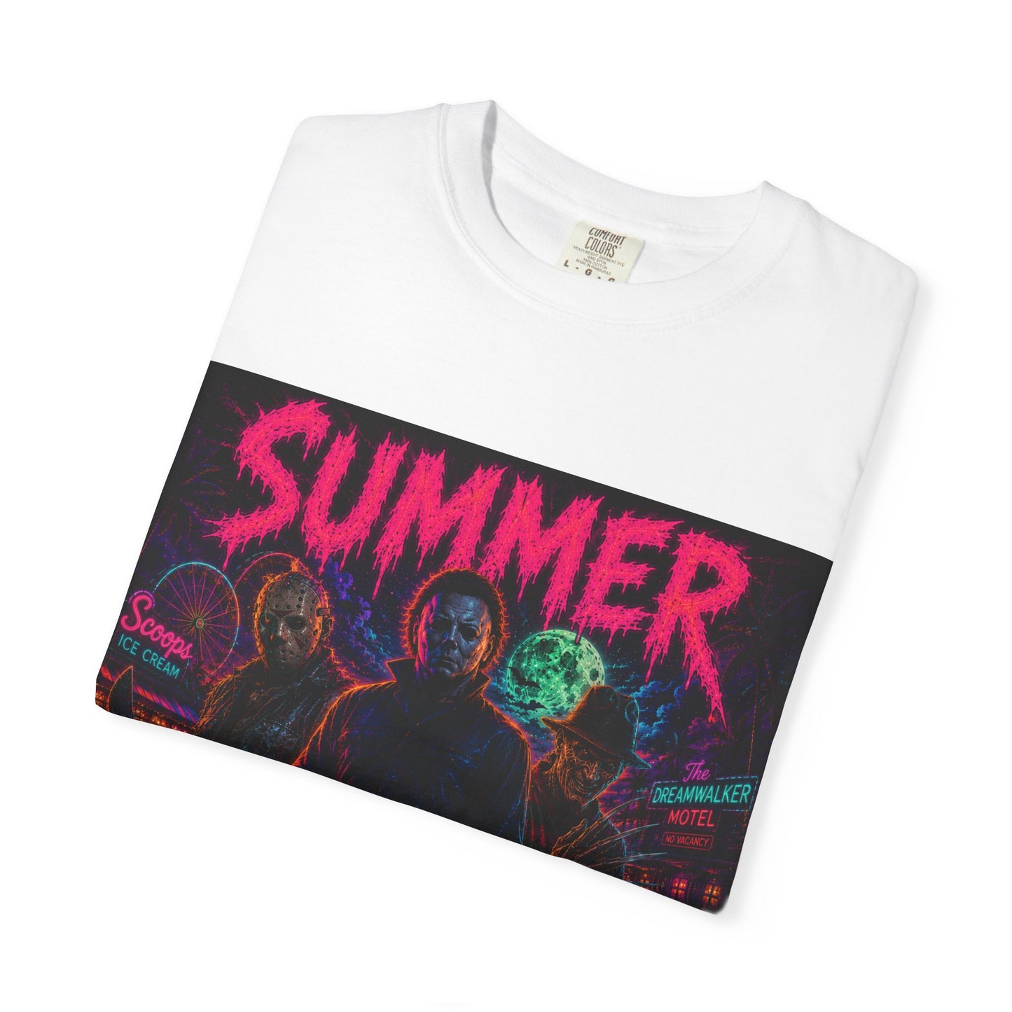 Summer Slasher T-Shirt Villains — Neon Horror Graphic Tee