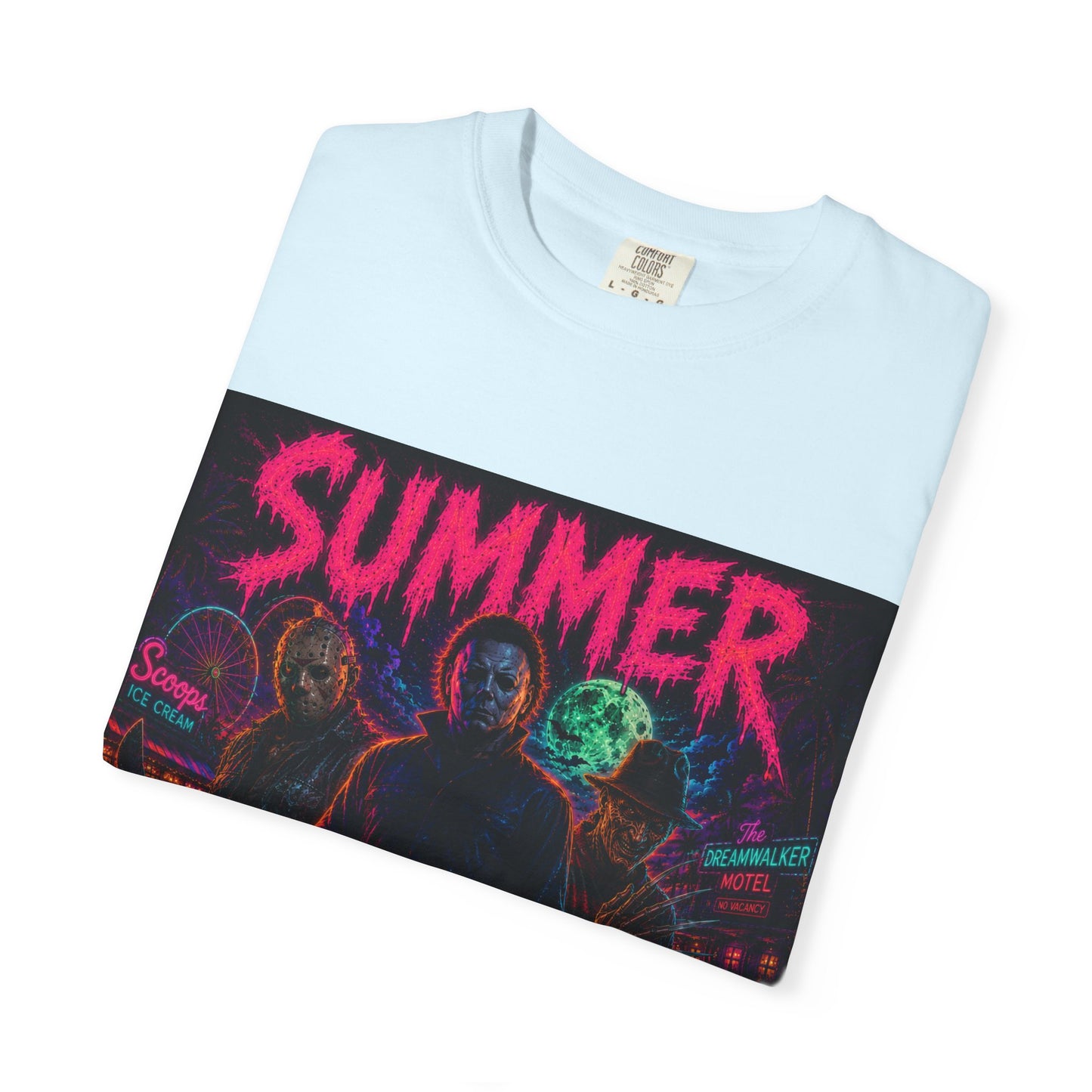 Summer Slasher T-Shirt Villains — Neon Horror Graphic Tee
