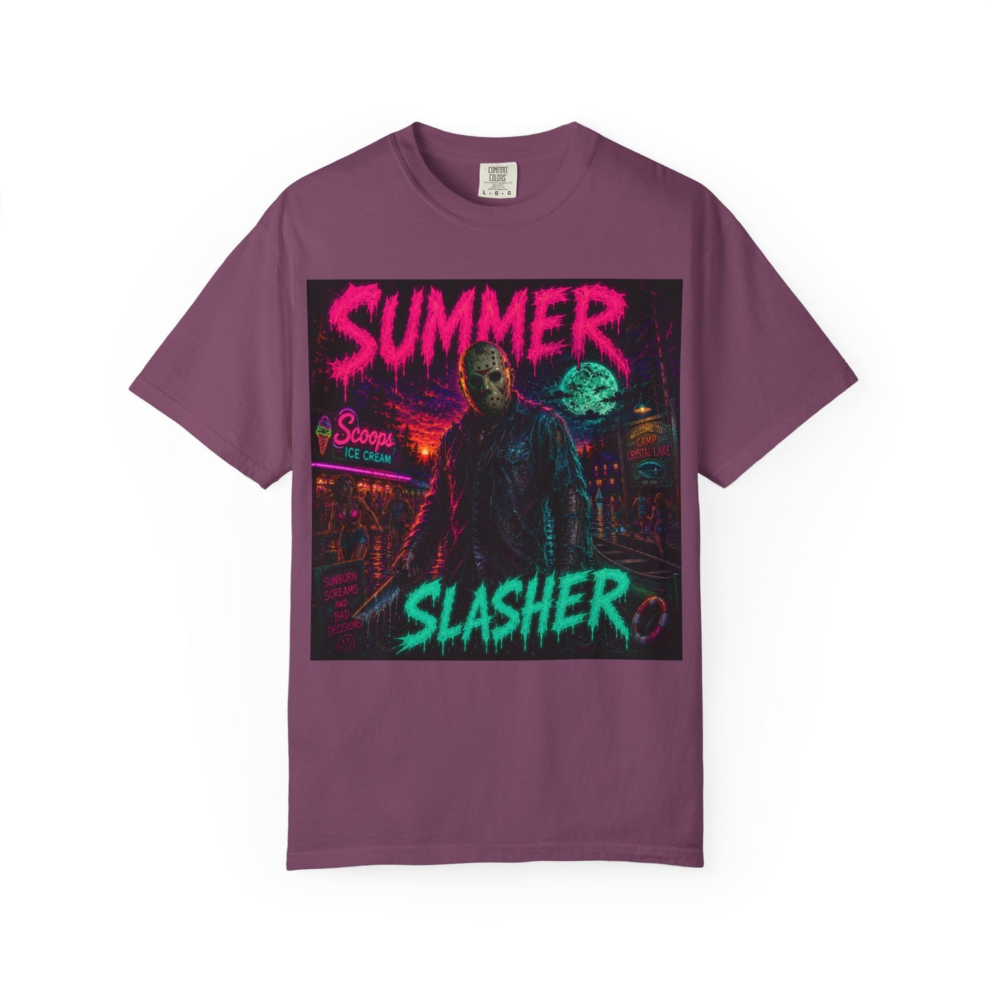 Summer Slasher T-Shirt Jason — Neon Horror Graphic Tee