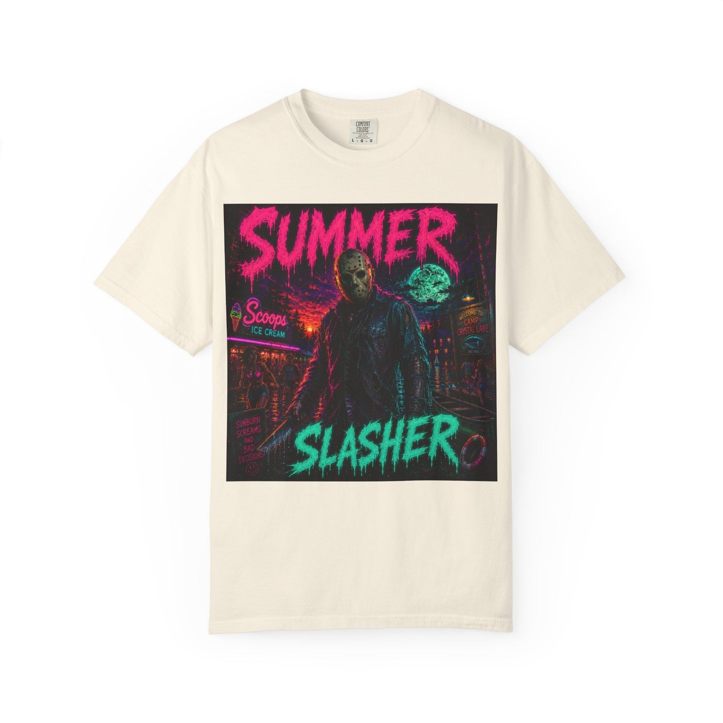 Summer Slasher T-Shirt Jason — Neon Horror Graphic Tee